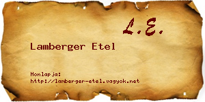 Lamberger Etel névjegykártya